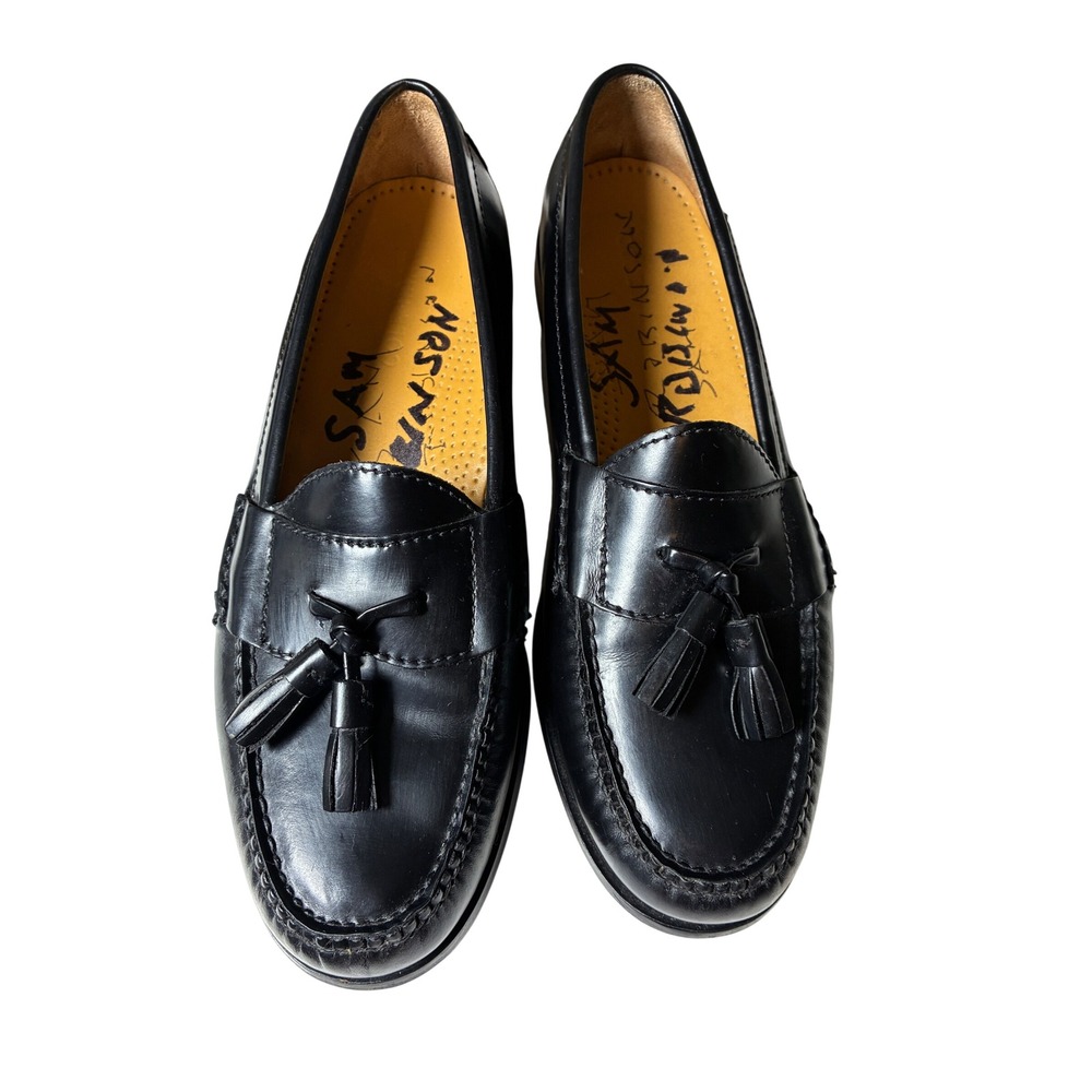 Cole Haan Black Leather Tassel Loafers Moc Toe Classic Prep Mens 8.5 D